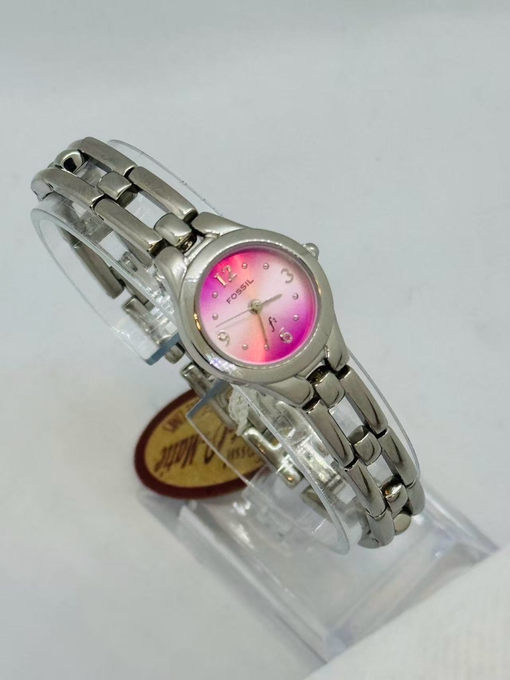 Fossil Women’s Watch Pink Dial Stainless Steel Quartz New Battery w/ Box Runs - Picture 3 of 11